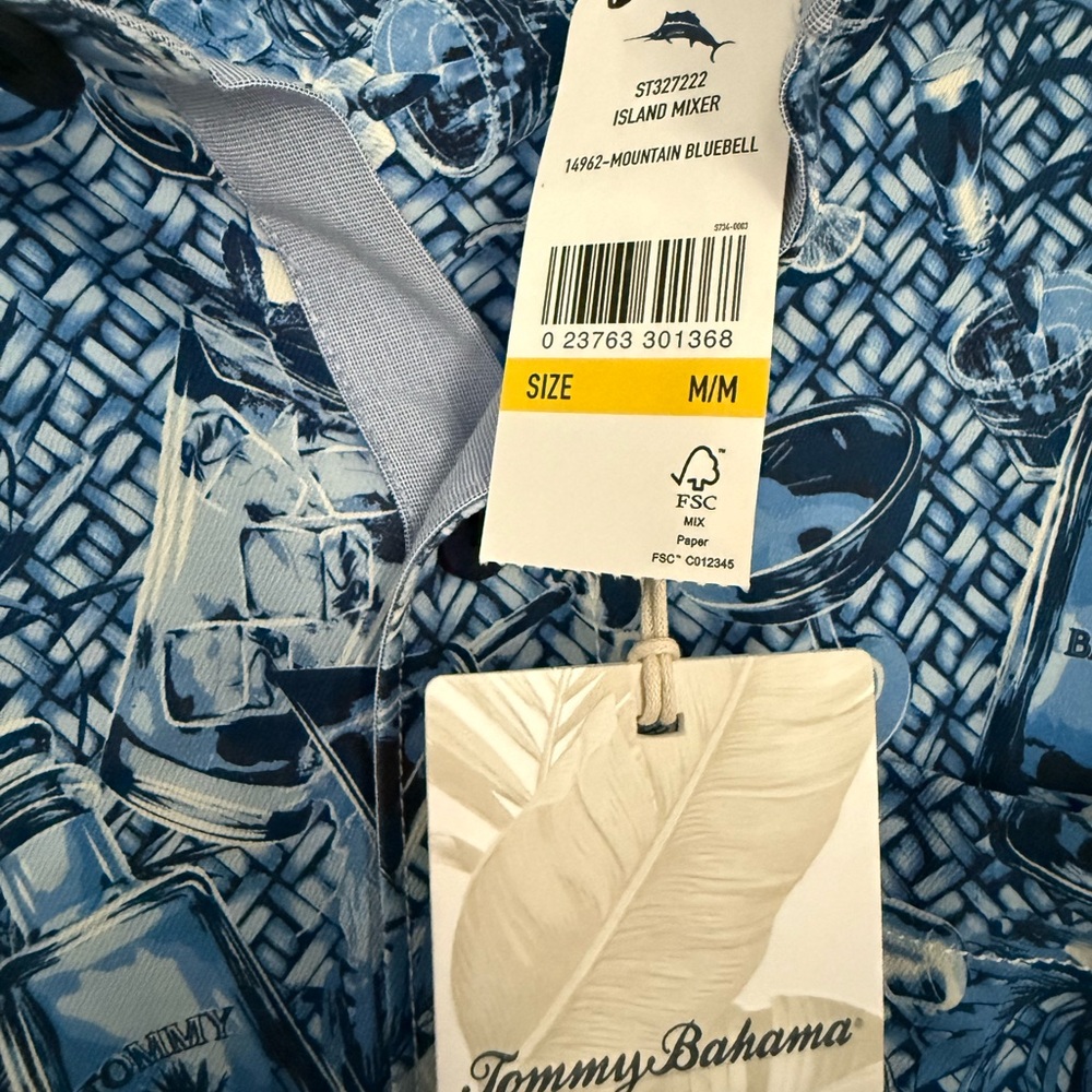 Tommy Bahama Blue and White Casual Shirt island mixer size medium NWT - Picture 5 of 6